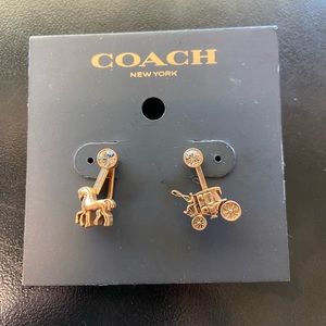 Coach Horse & Buggy Dangle Earrings NWT